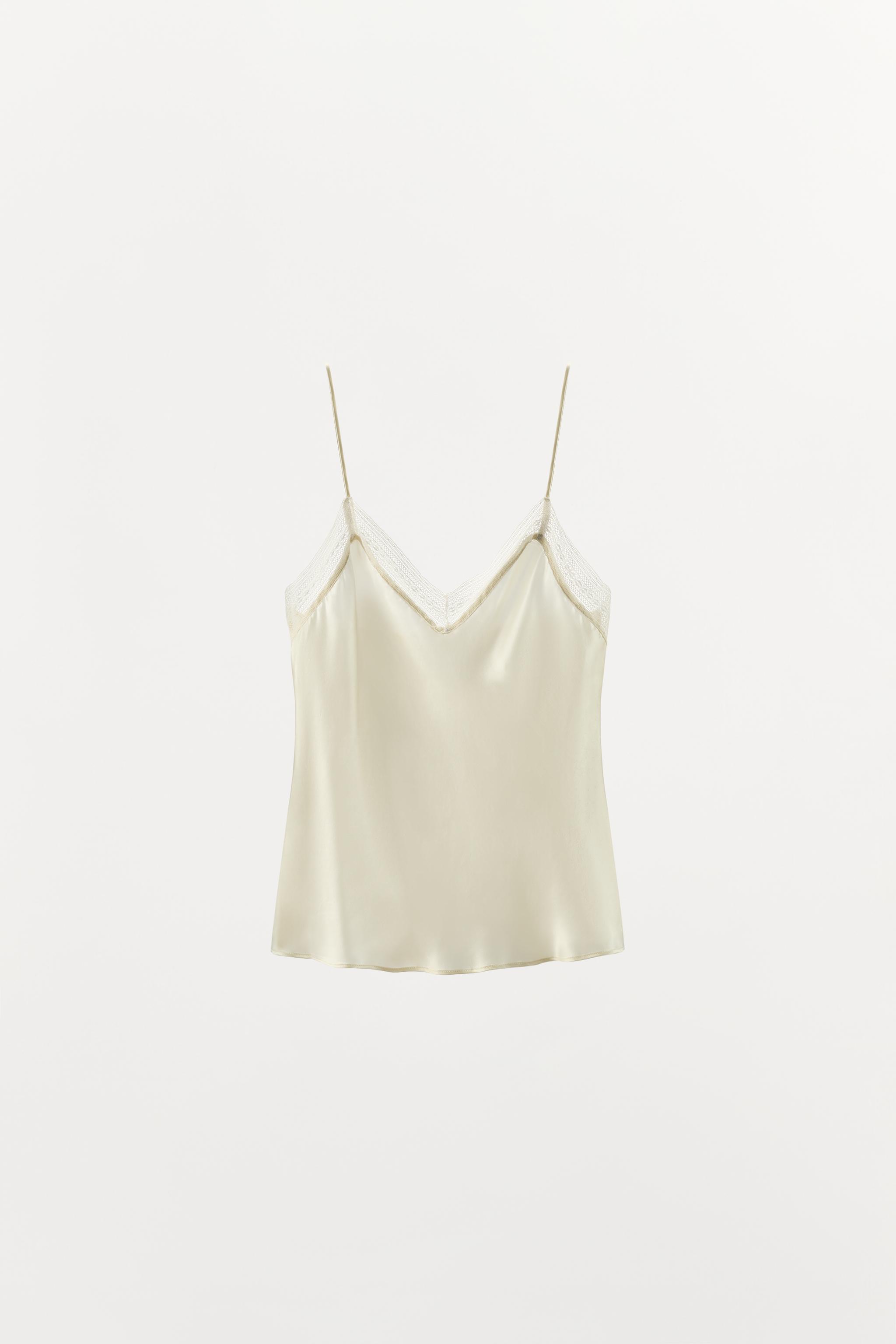 100% SILK LACE TRIM TOP